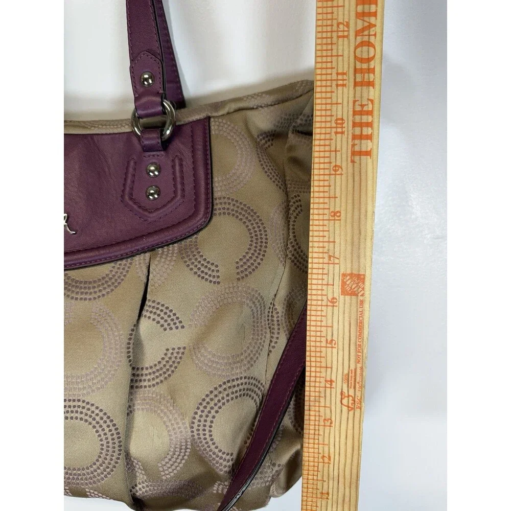 VTG COACH Y2K Ashley Carryall Shoulder Bag Brown/Purple Logo Leather Canva 15x11